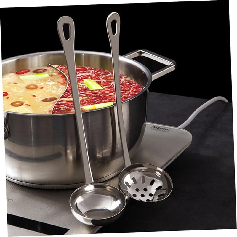 Stainless Steel Long Handle Colander Spoon And Soup Skimmer Set 2Pcs - Image 3